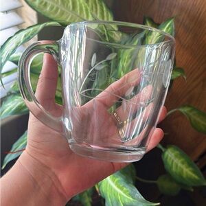 Princess House Clear Glass Mug with Etched Design